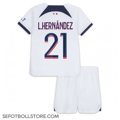 Paris Saint-Germain Lucas Hernandez #21 Replika babykläder Bortaställ Barn 2023-24 Kortärmad (+ korta byxor)